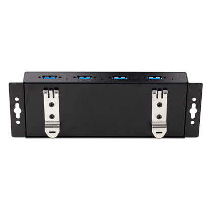 StarTech.com - Hub Industrial USB 3.0 de 5Gbps de 4 Puertos - Concentrador USB con Protección de Picos y Descargas ESD - Ladrón USB-A de Montaje en Pared/Escritorio/DIN