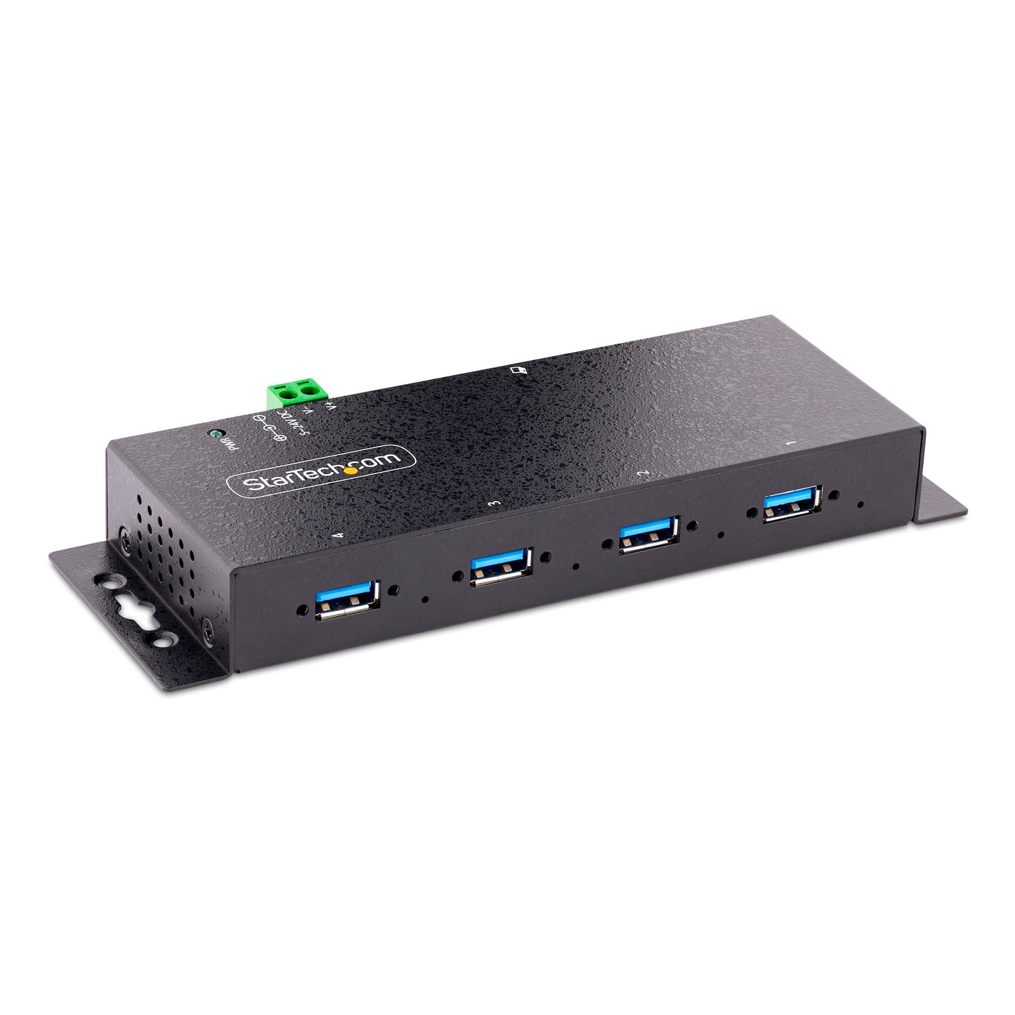 StarTech.com - Hub Industrial USB 3.0 de 5Gbps de 4 Puertos - Concentrador USB con Protección de Picos y Descargas ESD - Ladrón USB-A de Montaje en Pared/Escritorio/DIN