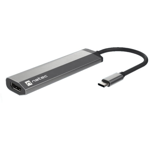 NATEC - Fowler Slim Alámbrico USB 3.2 Gen 1 (3.1 Gen 1) Type-C Negro  Cromo