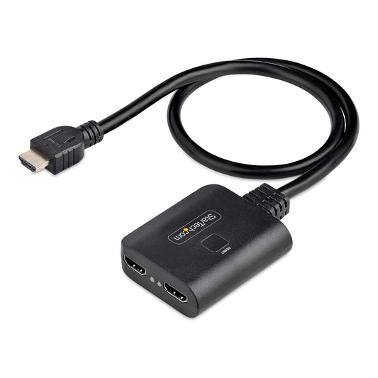 StarTech.com - Divisor HDMI de 2 Puertos - Multiplicador HDMI 2.0 de 2 Puertos 4K60 - Splitter HDMI 2 Puertos de Entrada 1 de Salida - HDR/HDCP con Cable HDMI Incorporado de 50cm