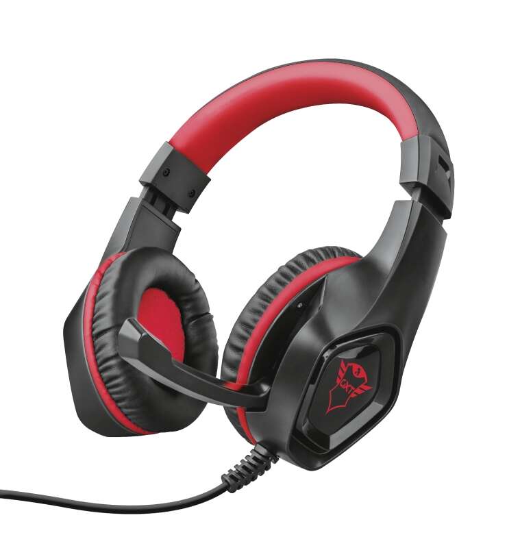 Trust Gaming GXT 404R Rana Auriculares con Microfono - Compatible con Nintendo Switch - Microfono Plegable - Diadema Ajustable - Altavoces de 40mm - Cable de 1m - Color Negro/Rojo 1 pieza(s)