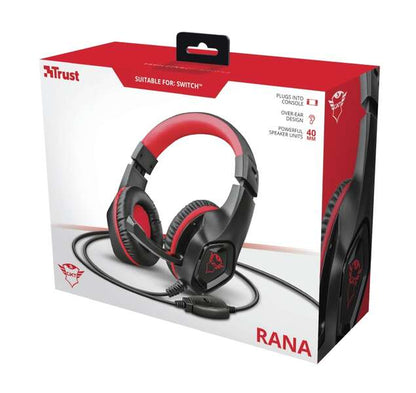 Trust Gaming GXT 404R Rana Auriculares con Microfono - Compatible con Nintendo Switch - Microfono Plegable - Diadema Ajustable - Altavoces de 40mm - Cable de 1m - Color Negro/Rojo 1 pieza(s)