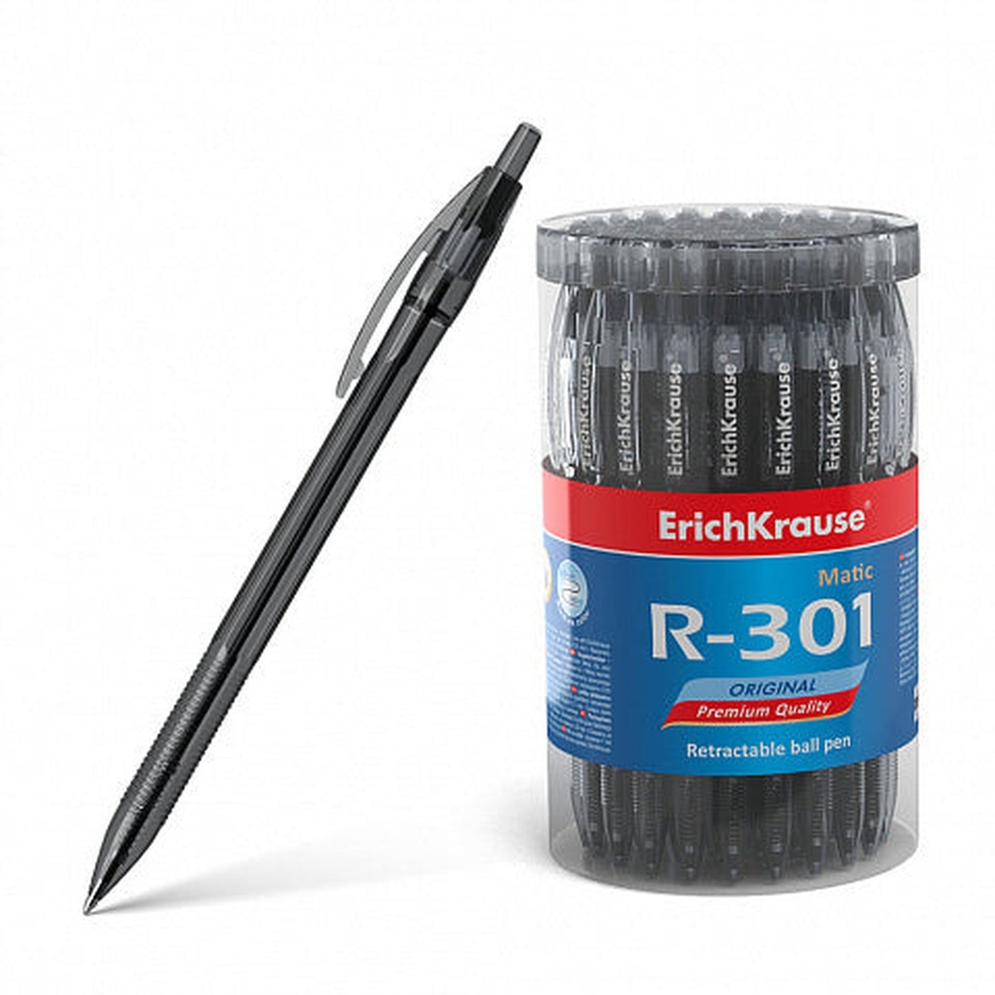 ErichKrause - R-301 Original Matic Negro Bolígrafo de punta retráctil con pulsador Fino 60 pieza(s)