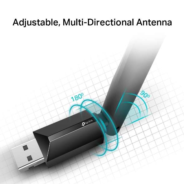 TP-LINK Archer T2U Plus AC600 Adaptador USB Inalambrico de Alta Ganancia Doble Banda - Wi-Fi Alta velocidad - Doble Banda Inalambrica - Antena Alta Ganancia Gira 180º - Soporta los Ultimos Sistemas 1 pieza(s)