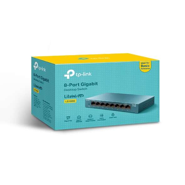 Tp-link Switch Sobremesa 8 Puertos 10/100/1000Mbps - Carcasa de Metal - Tecnologia Verde - Plug & Play - Color Gris 1 pieza(s)