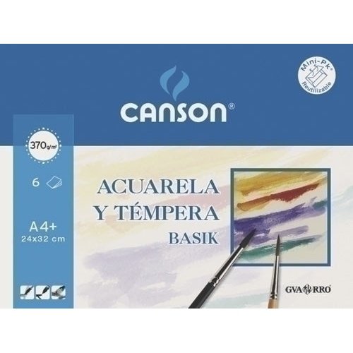 Canson - LAMINA G-C ACUARELA BASIK M.PK 6 A4