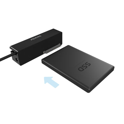 AISENS - Adaptador ASE-35C02B SATA a USB-C USB 3.0/USB3.1 GEN1 para Discos Duros 2.5" y 3.5" con Alimentador  Negro