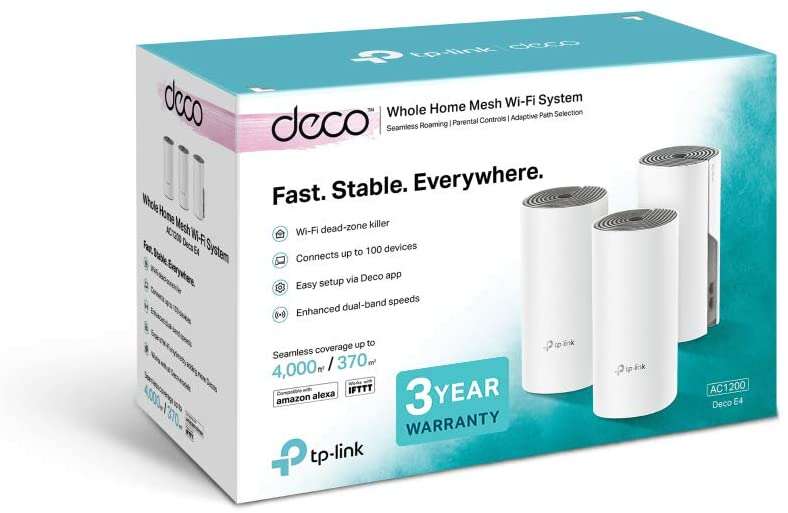 TP-Link - Deco E4 (3-pack) Doble banda (2 4 GHz / 5 GHz) Wi-Fi 5 (802.11ac) Blanco  Gris 2 Interno