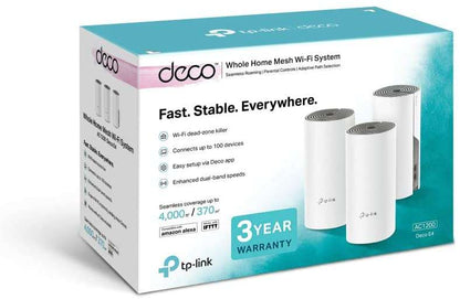 TP-Link - Deco E4 (3-pack) Doble banda (2 4 GHz / 5 GHz) Wi-Fi 5 (802.11ac) Blanco  Gris 2 Interno