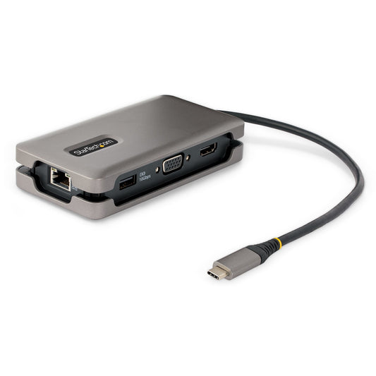 StarTech.com - Adaptador Multipuertos USB-C - HDMI 4K a 60Hz VGA - Hub Ladrón USB de 3 Puertos - Power Delivery de Paso de 100W - GbE - Docking Station USB Tipo C de Viajes - Cable de 30cm