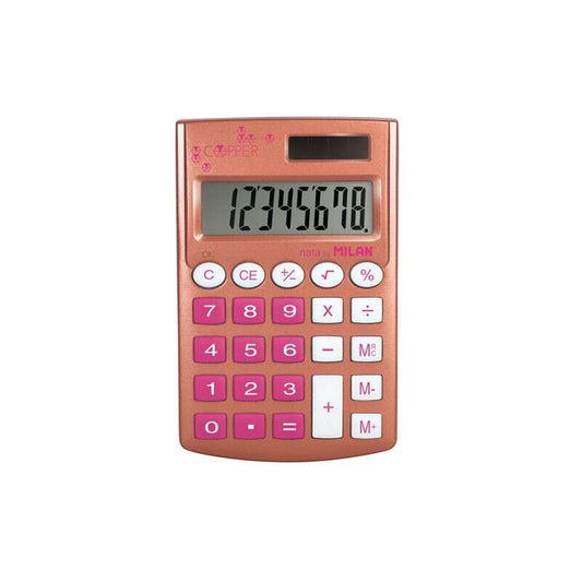 Milan Pocket Copper Calculadora 8 Digitos - Calculadora de Bolsillo - Tacto Suave - 3 Teclas de Memoria y Raiz Cuadrada - Color Rosa 1 pieza(s)