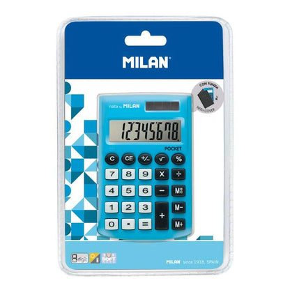 Milan Digitos Pocket Calculadora 8 - Calculadora de Bolsillo - Tacto Suave - 3 Teclas de Memoria y Raiz Cuadrada - Color Azul 1 pieza(s)