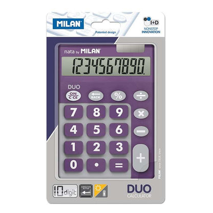 Milan Calculadora 10 Digitos Duo - Calculadora de Sobremesa - Teclas Grandes - Tecla Rectificacion Entrada de Datos - Color Lila 1 pieza(s)