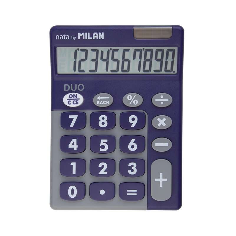 Milan Calculadora 10 Digitos Duo - Calculadora de Sobremesa - Teclas Grandes - Tecla Rectificacion Entrada de Datos - Color Lila 1 pieza(s)