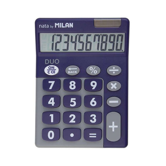 Milan Calculadora 10 Digitos Duo - Calculadora de Sobremesa - Teclas Grandes - Tecla Rectificacion Entrada de Datos - Color Lila 1 pieza(s)