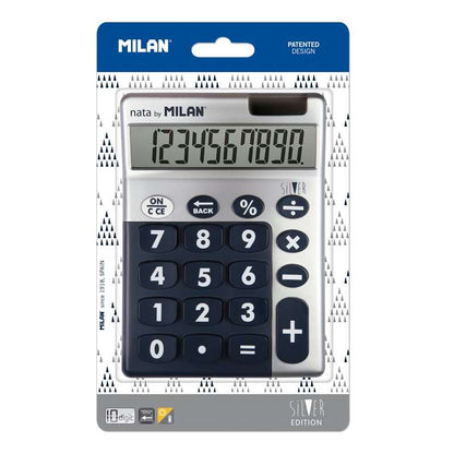 Milan Calculadora 10 Digitos Silver - Calculadora de Sobremesa - Teclas Grandes - Tecla Rectificacion Entrada de Datos - Color Gris 1 pieza(s)