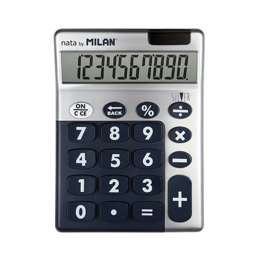 Milan Calculadora 10 Digitos Silver - Calculadora de Sobremesa - Teclas Grandes - Tecla Rectificacion Entrada de Datos - Color Gris 1 pieza(s)