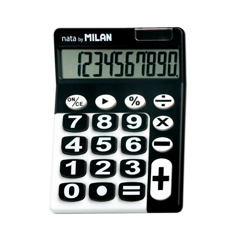 Milan Calculadora 10 Digitos - Calculadora de Sobremesa - Teclas Grandes - Tecla Rectificacion Entrada de Datos - Color Negro/Blanco 1 pieza(s)