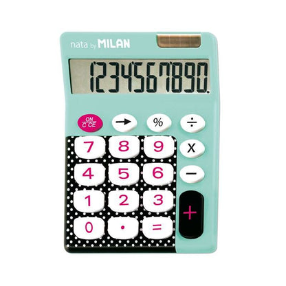 Milan Calculadora 10 Digitos Dots & Buttons- Calculadora de Sobremesa - Teclas grandes - Tecla rectificacion entrada de datos - Color Turquesa 1 pieza(s)