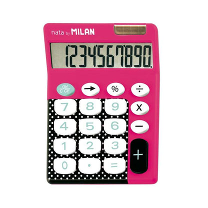 Milan Dots & Buttons Calculadora 10 Digitos - Calculadora de Sobremesa - Teclas Grandes - Tecla Rectificacion Entrada de Datos - Color Rosa 1 pieza(s)