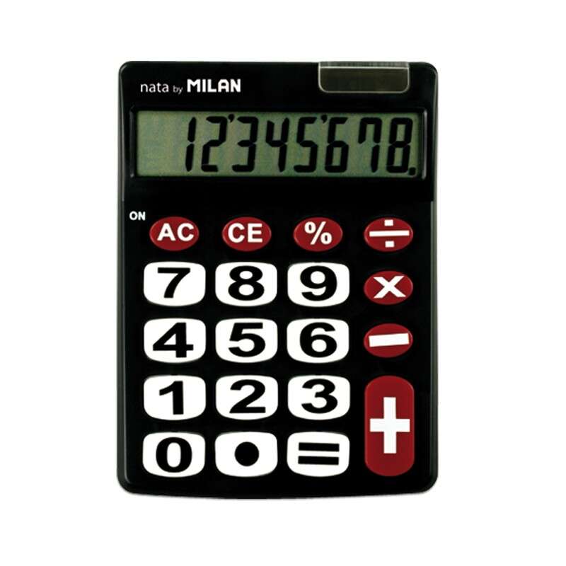 Milan Calculadora de Sobremesa 8 Digitos - Teclas Grandes - Tecla Rectificacion Entrada de Datos - Color Negro 1 pieza(s)