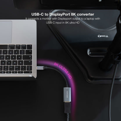 Nanocable - Conversor USB-C a DisplayPort 8K Aluminio  15 cm  Gris