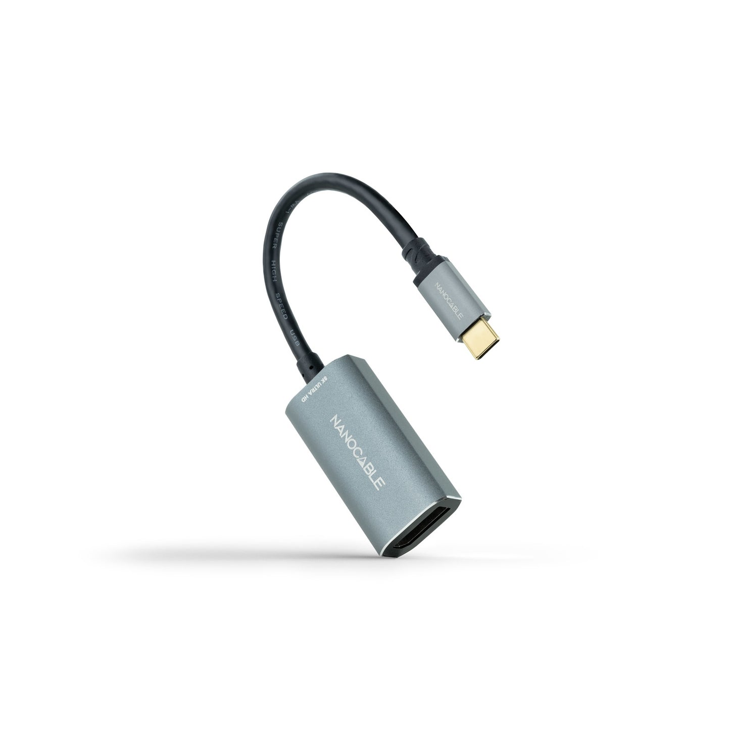 Nanocable - Conversor USB-C a DisplayPort 8K Aluminio  15 cm  Gris