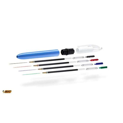 Bic 4 Colours Original Boligrafo de Bola Retractil - Punta Media de 1.0 mm - Tinta con Base de Aceite - Cuerpo Azul/Blanco - 4 Colores 12 pieza(s)