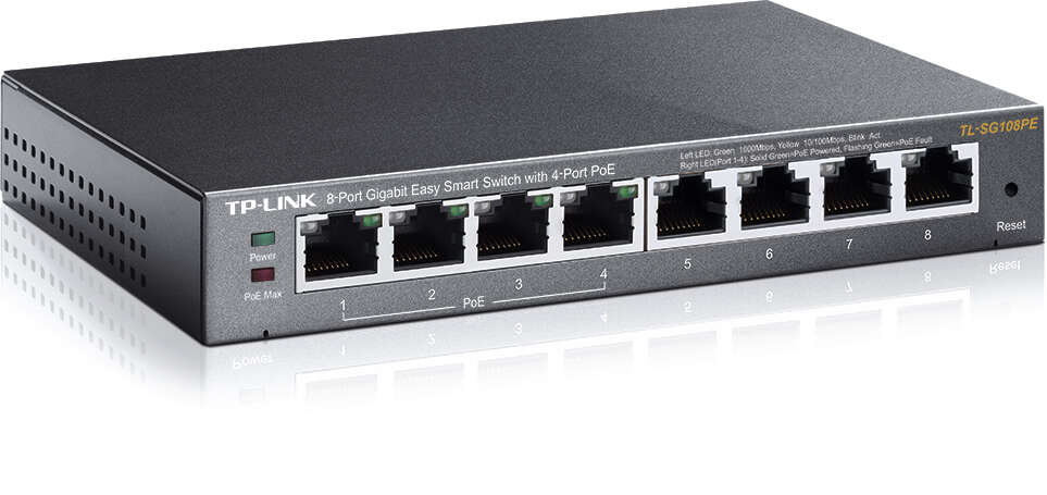 TP-Link Switch Easy Smart de 8 Puertos Gigabit - 4 Puertos PoE 1 pieza(s)