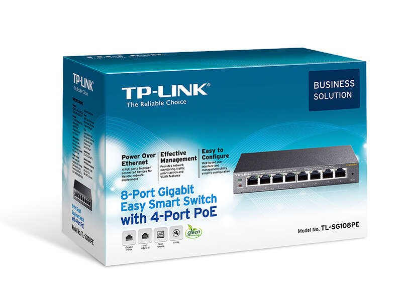 TP-Link Switch Easy Smart de 8 Puertos Gigabit - 4 Puertos PoE 1 pieza(s)