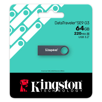 Kingston Technology - DataTraveler SE9 G3 unidad flash USB 64 GB USB tipo A 3.2 Gen 1 (3.1 Gen 1) Negro