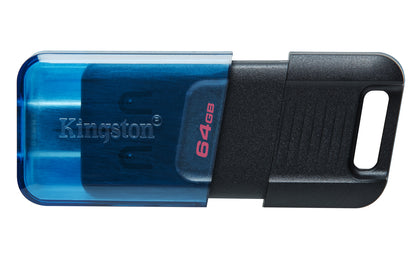 Kingston Technology - DataTraveler 80 M unidad flash USB 64 GB USB Tipo C 3.2 Gen 1 (3.1 Gen 1) Negro  Azul