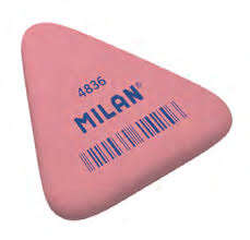 Milan 4836 Goma de Borrar Triangular Flexible - Miga de Pan - Caucho Sintetico - Envueltas Individualmente - Color Rosa 36 pieza(s)