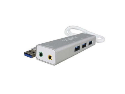 Approx HUB de 3 USB 3.0, Salida y Entrada Jack3.5mm de Audio - Adaptador de Sonido USB 5.1 - Pequeño y Ligero - Máxima Compatibilidad 1 pieza(s)