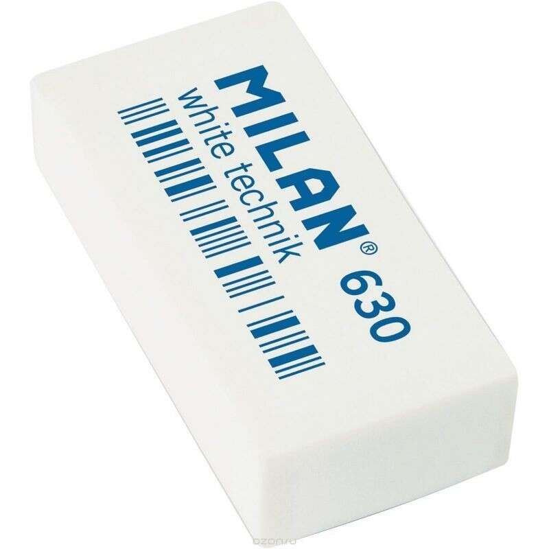 Milan Nata 630 Goma de Borrar Tecnica - Rectangular - Plastico - Suave - Envuelta Individualmente - Color Blanco 30 pieza(s)