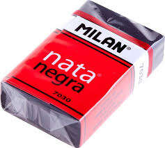 Milan Nata 7030 Goma de Borrar Rectangular - Plastico - Faja de Carton Roja - Envuelta Individualmente - Extra Suave - Color Negro 30 pieza(s)