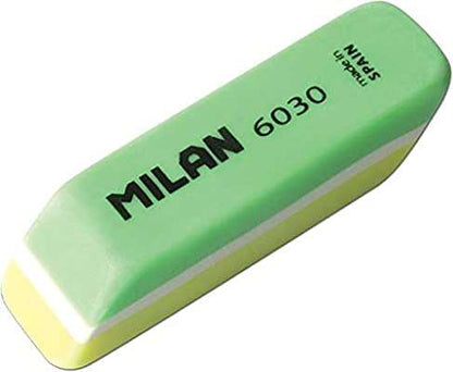 Milan Nata 6030 Goma de Borrar Biselada Bicolor - Plastico - No Daña el Papel - Colores Surtidos 30 pieza(s)