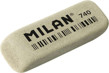 Milan 740G Goma de Borrar Abrasiva Biselada - Flexible - Miga de Pan - Caucho - Color Gris 40 pieza(s)