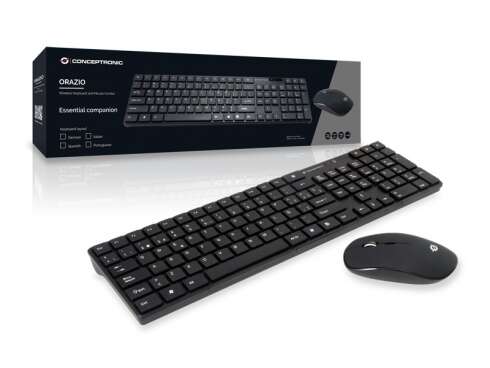 Conceptronic Orazio Pack Inalambrico USB Teclado + Raton 1600dpi - 3 Botones - Uso Ambidiestro - Color Negro 1 pieza(s)