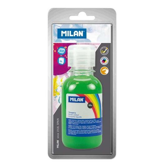 Milan Botella de Tempera 125 ml - Tapon Dosificador - Secado Rapido - Mezclable - Color Verde Claro 1 pieza(s)