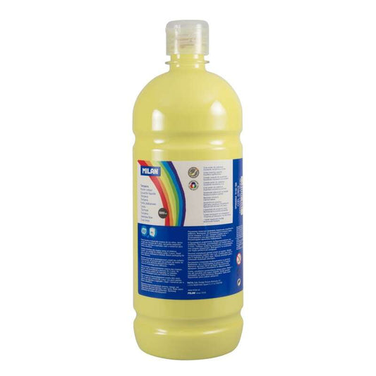 Milan Botella de Tempera - 1000ml - Tapon Dosificador - Secado Rapido - Mezclable - Color Amarillo Limon 1 pieza(s)