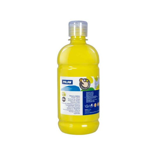 Milan Botella de Pintura para Dedos - 500ml - Facil Aplicacion - Mezclable - Color Amarillo 1 pieza(s)