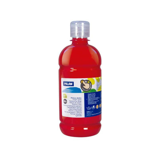 Milan Botella de Pintura para Dedos - 500ml - Facil Aplicacion - Mezclable - Color Rojo 1 pieza(s)