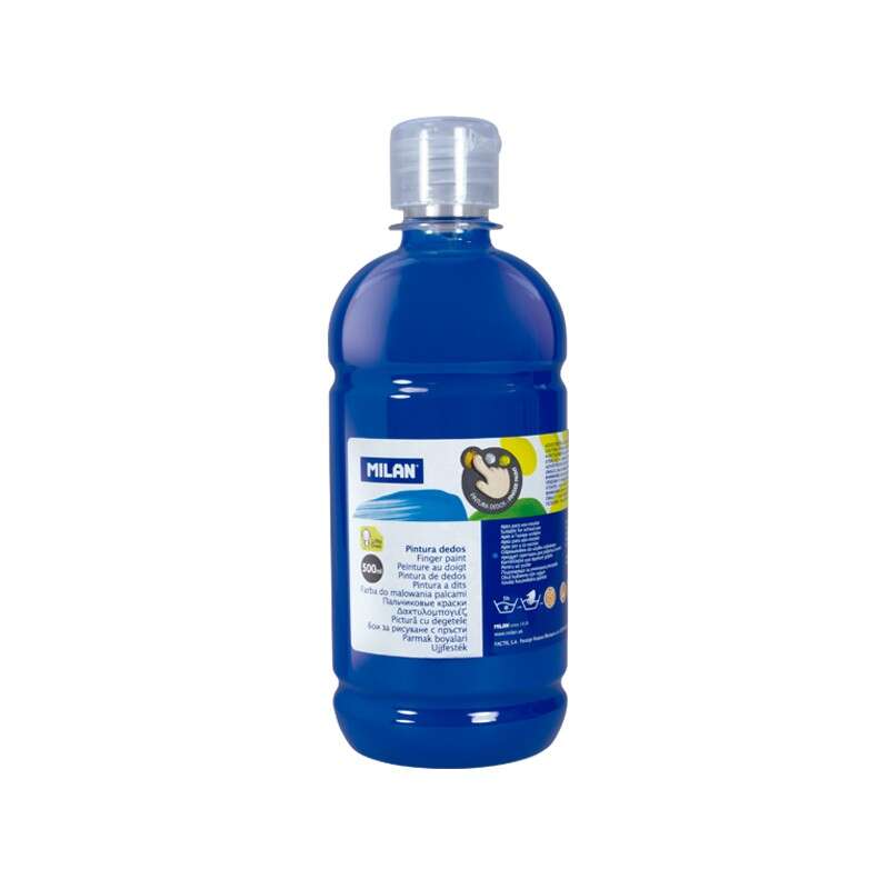 Milan Botella de Pintura para Dedos - 500ml - Facil Aplicacion - Mezclable - Color Azul 1 pieza(s)