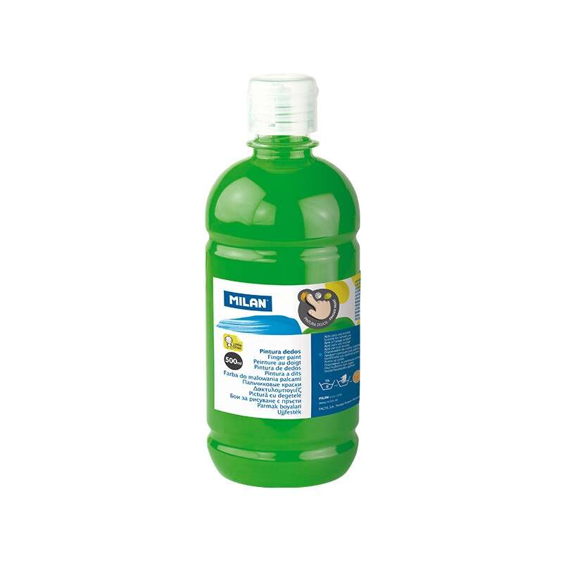 Milan Botella de Pintura para Dedos - 500ml - Facil Aplicacion - Mezclable - Color Verde 1 pieza(s)