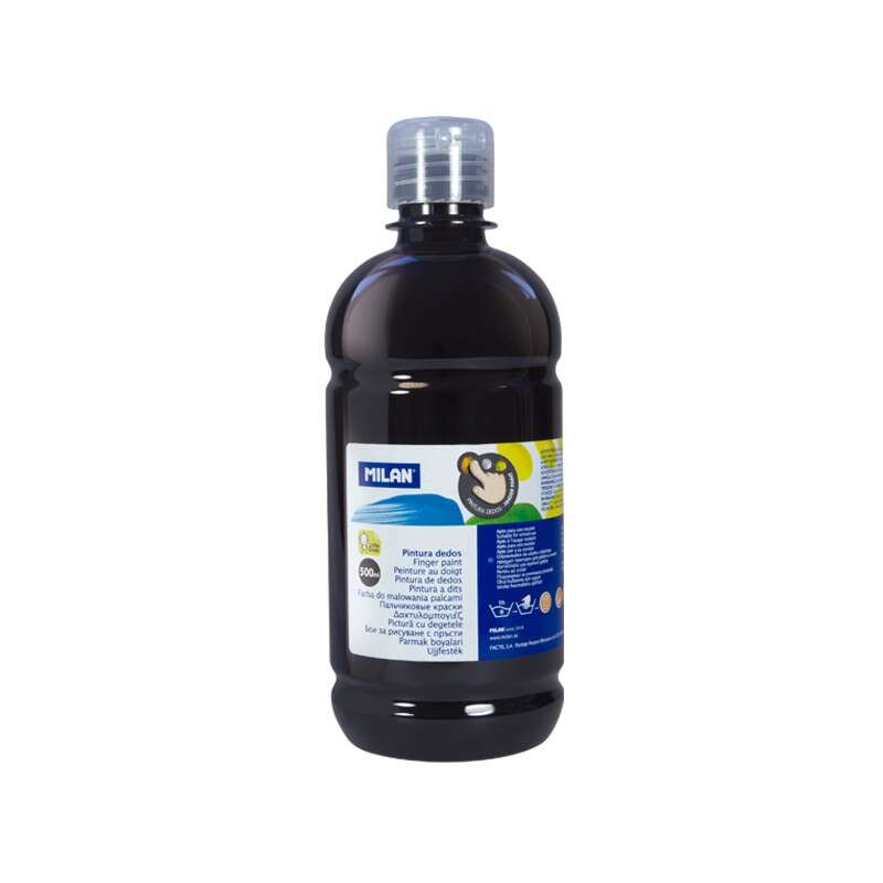 Milan Botella de Pintura para Dedos - 500ml - Facil Aplicacion - Mezclable - Color Negro 1 pieza(s)