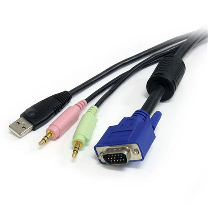 StarTech.com - Cable KVM Audio y Vídeo de 1 8m Todo en Uno VGA USB A USB B HD15 Mini Jack Micrófono Altavoces - 4 en 1