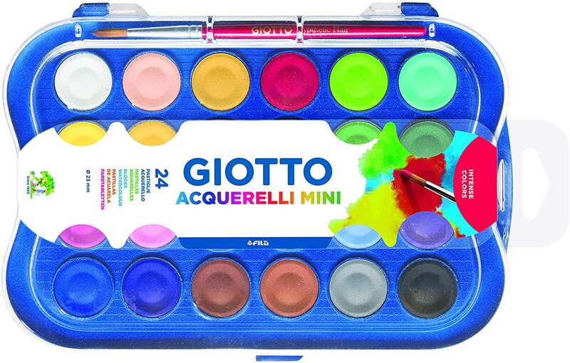 Giotto Pack de 24 Acuarelas Mini 23mm. - Colores Luminosos - Evita la Dispersion del Agua 1 pieza(s)