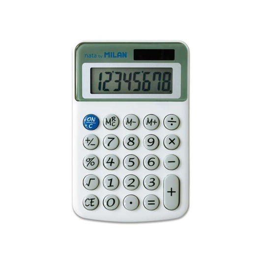 Milan Calculadora de Sobremesa 8 Digitos - 3 Teclas de Memoria y Raiz Cuadrada - Apagado Automatico - Color Blanco 1 pieza(s)