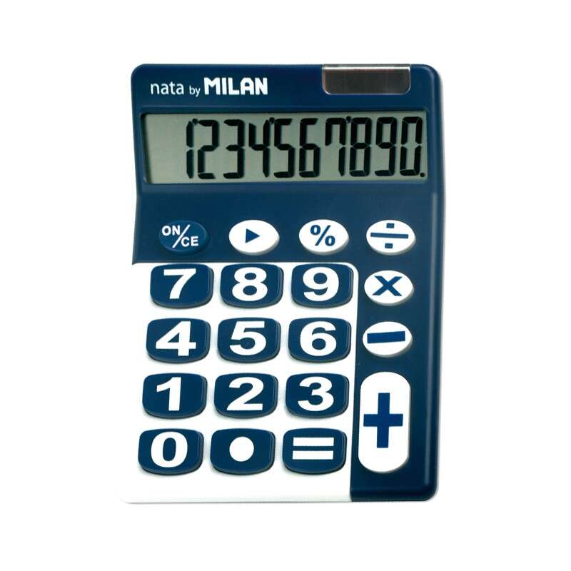 Milan Calculadora de Sobremesa 10 Digitos - Teclas Grandes - Apagado Automatico - Color Azul y Blanco 1 pieza(s)